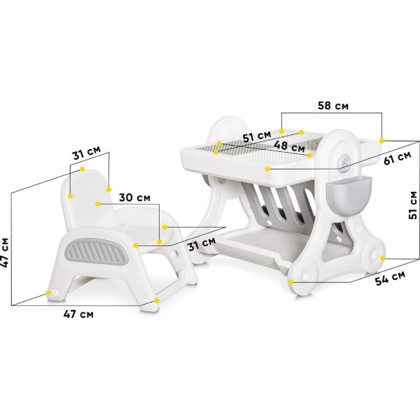 Фото - Комплект мебели детский Mealux Robin (KD-F051 White / Grey)